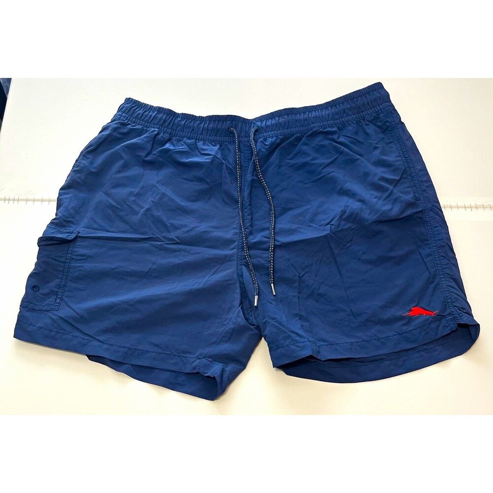 Tommy Bahama Men's Blue Solid Swim Trunks 2XL Big & Tall Drawstring Lined NYLON